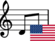 Music notes and flag of USA