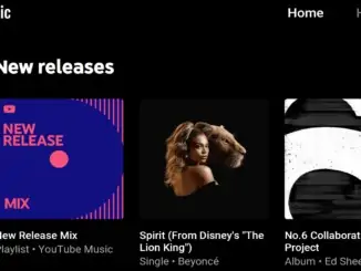 YouTube Music new releases screenshot