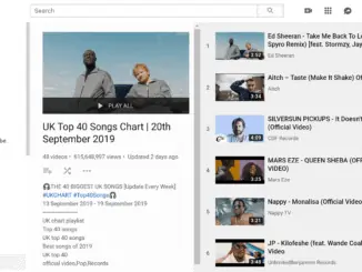 YouTube Music charts screenshot