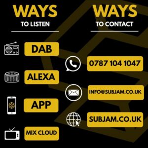 SUBJAM - Ways to listen and ways to contact