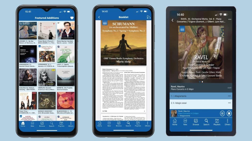 Naxos Music Library mobile app screenshots